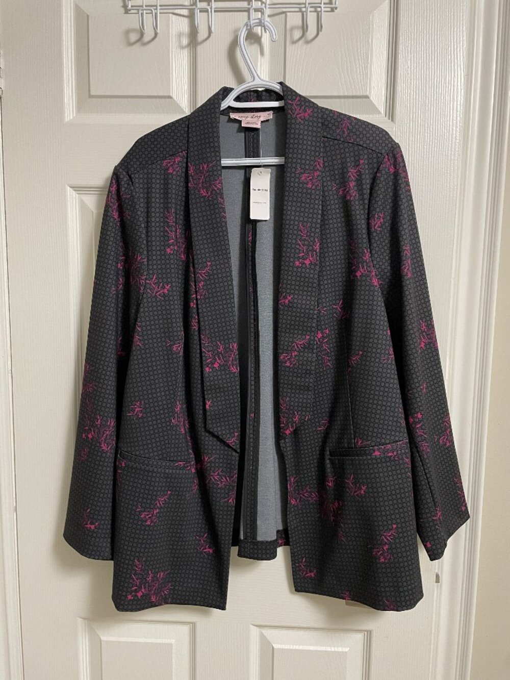 Penningtons In Every Story Blazer Jacket Charcoal Grey Magenta 2X NWT